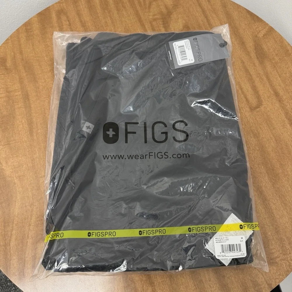 FIGSPRO Med-tall Slim Scrub Trouser Mens Black Stretch Medical‎ FIGS Button Zip